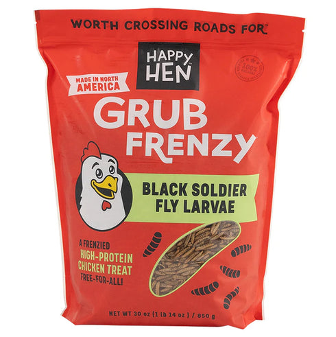 Happy Hens Grub Frenzy North American Chicken Treats - Black Soldier Fly Larvae - 30oz Bag