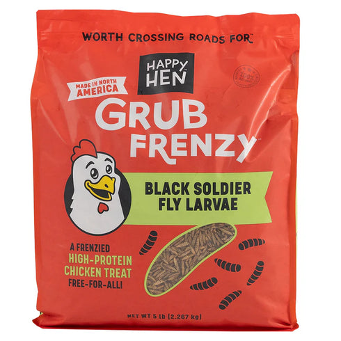 Happy Hens Grub Frenzy North American Chicken Treats - Black Soldier Fly Larvae - 5lb Bag