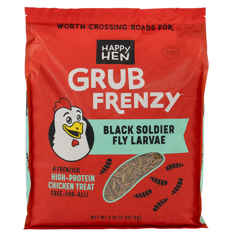 Happy Hens Grub Frenzy Globally Sourced Chicken Treats - Black Soldier Fly Larvae - 5lb Bag