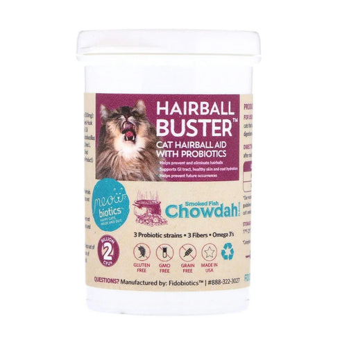 Meowbiotics Hairball Buster Probiotic For Cats - Smoked Fish Chowdah - 0.5oz Bottle of Powder