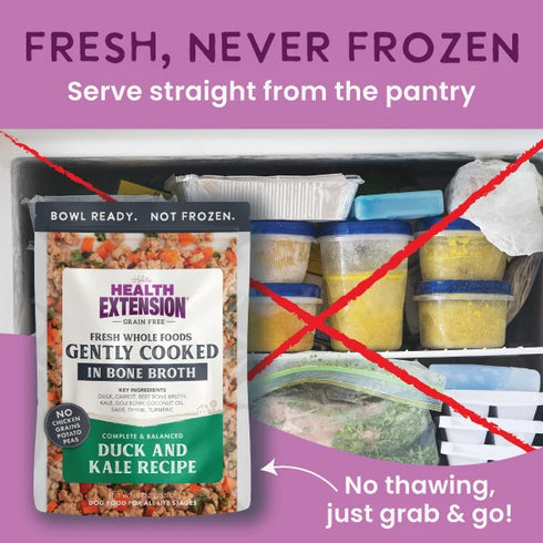 Health Extension Grain Free Gently Cooked Cat & Dog Food - Duck & Kale - 9oz Pouch