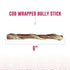 Icelandic Fish Sticks Cod Wrapped Bully Stick Dog Chew Treats - 6" - 5 Pack