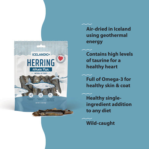 Icelandic+ Whole Fish Cat Treats - Herring -+ 1oz Pouch