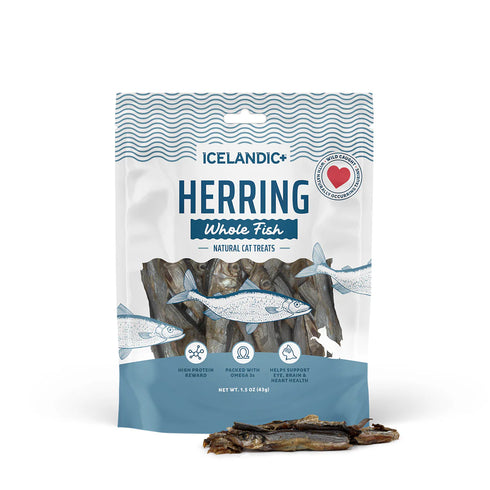 Icelandic+ Whole Fish Cat Treats - Herring -+ 1oz Pouch