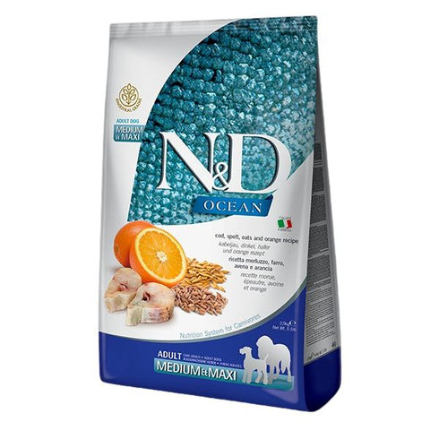 Farmina Ancestral Grains Cod Spelt Oats Orange Adult Medium & Maxi Dry Dog Food 26.5lb - Poudre Pet & Feed Supply