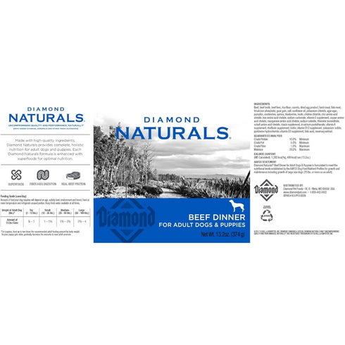 Diamond Naturals Canned Beef Dinner Dog Food 13.2oz