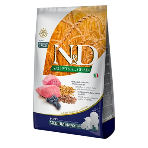 Farmina Ancestral Grains Lamb Blueberry Puppy Medium Maxi Dry Dog Food 5.5lb Poudre Pet & Feed Supply