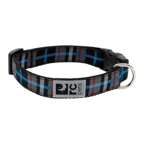 RC Pets Clip Collar Black Twill Plaid 1" Width Medium - Poudre Pet & Feed Supply