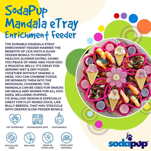 SodaPup Mandala eTray Feeder Pink - Poudre Pet and Feed Supply