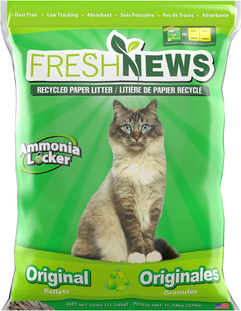 Fresh News Recycled Paper, Original Pellet Cat Litter, 25-lb