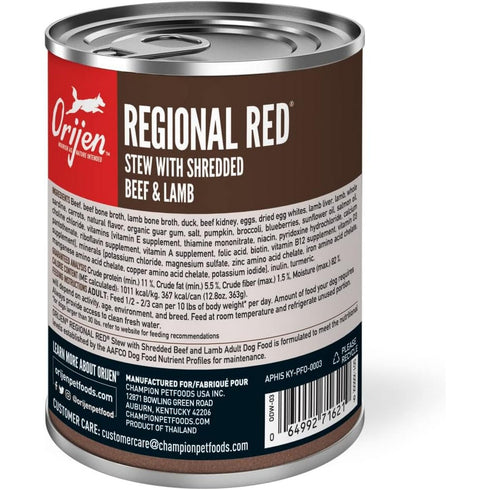 Orijen Regional Red Stew with Shredded Beef & Lamb Canned Dog Food 12.8oz - Poudre Pet and Feed Supply