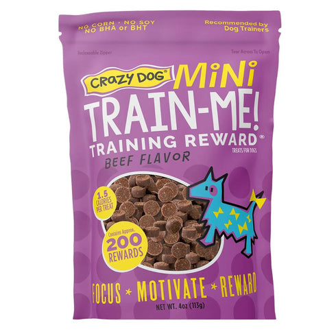 Crazy Dog Train Me! Beef Mini Dog Treats 4oz - Poudre Pet & Feed Supply
