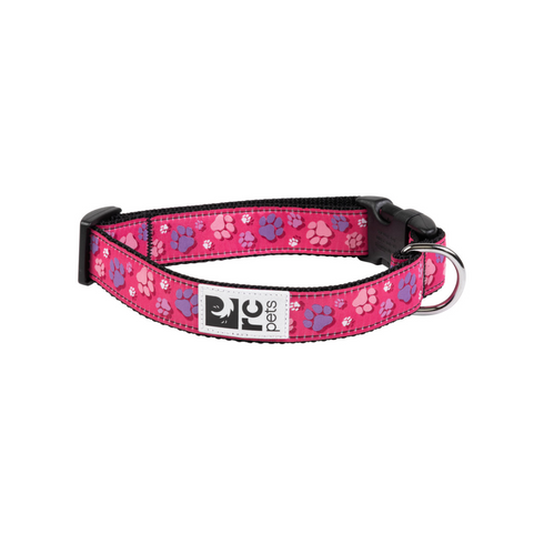 RC PETS Dog Collar, Fresh Tracks Pink, L, 1" - Poudre Pet and Feed Supply