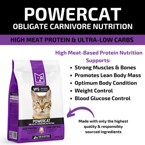 Square Pet VFS PowerCat Turkey Chicken Dry Cat Food 11lb - Poudre Pet and Feed Supply