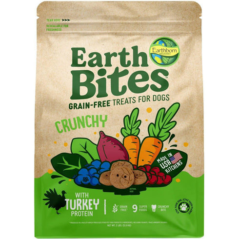 Earthborn EarthBites Crunchy Grain Free Turkey Dog Treats 2lb poudrefeed.com