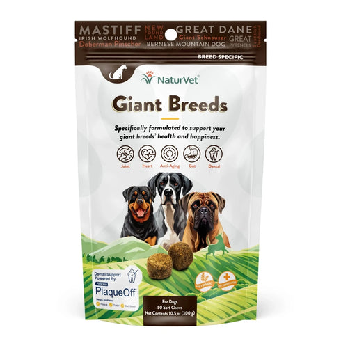 NaturVet Giant Breeds Turkey and Bacon Soft Chews for Dogs 50ct