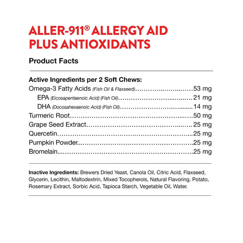 NaturVet – Aller-911 Allergy Aid Plus Antioxidants Soft Chews for Cats 60ct