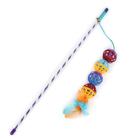 Pet Park Boulevard Ball Teaser with Feathers Cat Toy - Poudre Pet & Feed Supply