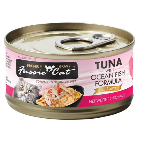 Fussie Cat Tuna with Ocean Fish Formula in Gravy Canned Cat Food 2.8oz - Poudre Pet and Feed Supply