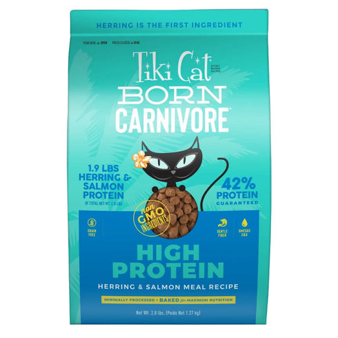 Tiki Cat Born Carnivore High Protein Herring & Salmon Dry Cat Food 2.8lb Poudre Pet & Feed Supply