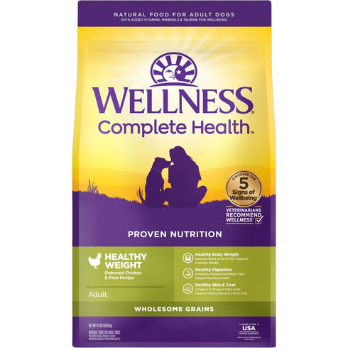 Wellness Health Grained Healthy Weight Chicken & Peas Dry Dog Food 24lb - Poudre Pet & Feed Supply