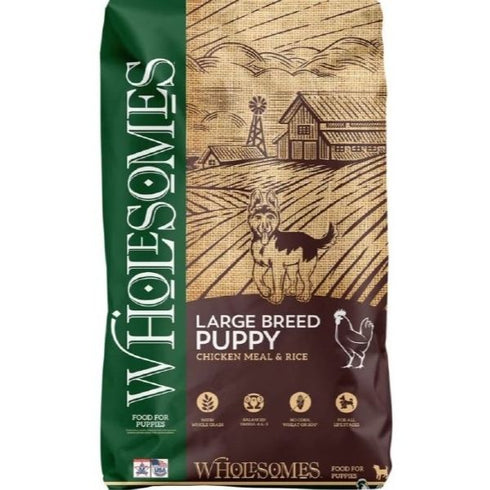 Wholesomes Large Breed Puppy Chicken Meal & Rice Dry Dog Food 35lb Poudre Pet & Feed Supply