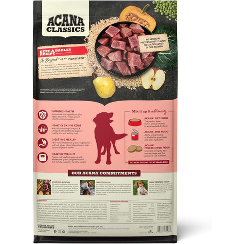 Acana Classics Beef and Barley Dry Dog Food 22.5lb - Poudre Pet & Feed Supply 2