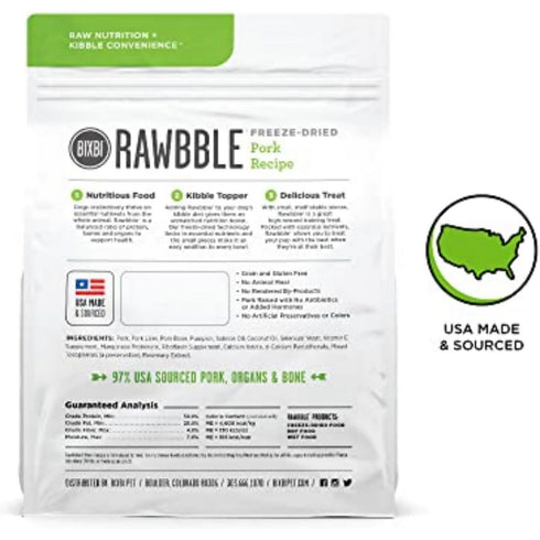 Bixbi Rawbble Freeze Dried Raw Dog Food - Pork - 4.5oz Bag