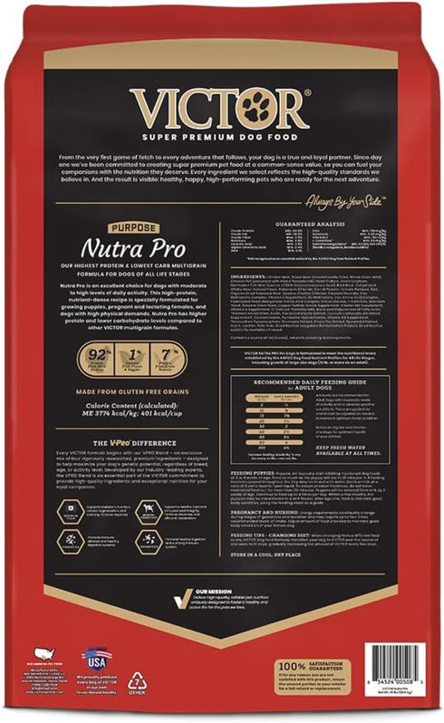 Victor Purpose Nutra Pro Dry Dog Food - Beef, Chicken, & Fish - 5lb Bag