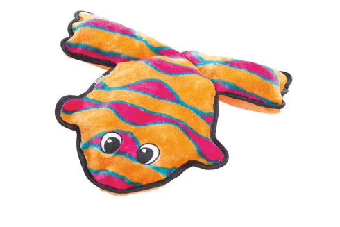 Outward Hound Invincibles Frog Toy for Dogs 6 Squeakers Orange/Pink