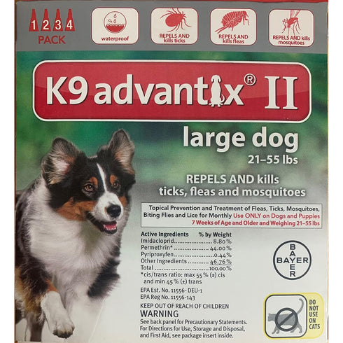 Advantix II Red Dose for Dogs 21-55lb 4-Month Supply - Poudre Pet and Feed Supply