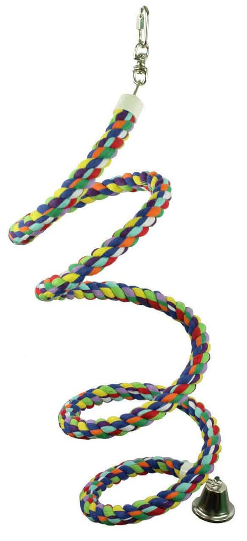 A&E Rainbow Cotton Rope Boing with Bell Bird Toy