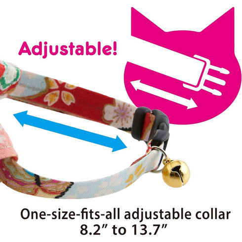 Necoichi Bandana Cat Collar with Air Tag Pocket Blossom Red Poudre Pet & Feed Supply 3