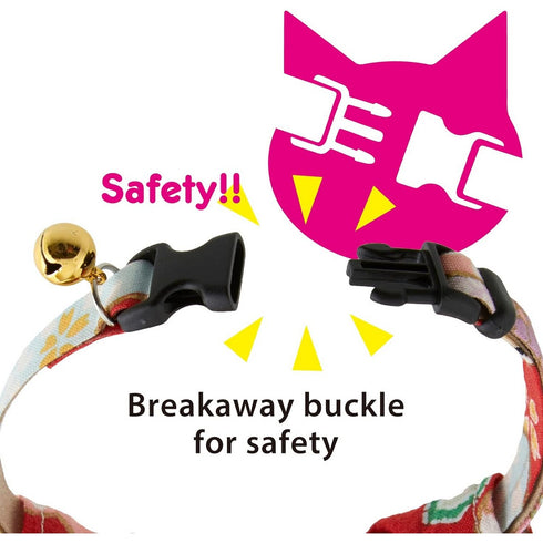 Necoichi Bandana Cat Collar with Air Tag Pocket Blossom Red Poudre Pet & Feed Supply 4