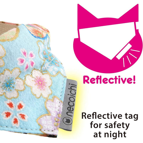Necoichi Bandana Cat Collar with Air Tag Pocket Blossoms Baby Blue 2