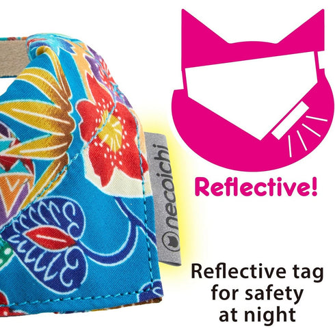 Necoichi Bandana Cat Collar with Air Tag Pocket Yukata Blue Poudre Pet & Feed Supply 2