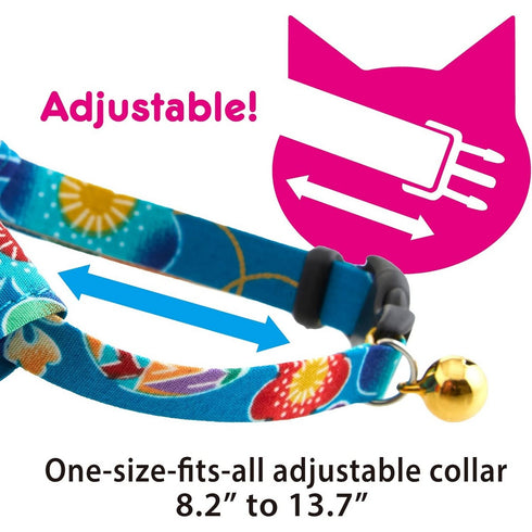 Necoichi Bandana Cat Collar with Air Tag Pocket Yukata Blue Poudre Pet & Feed Supply 3