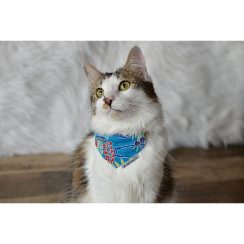 Necoichi Bandana Cat Collar with Air Tag Pocket Yukata Blue Poudre Pet & Feed Supply 5