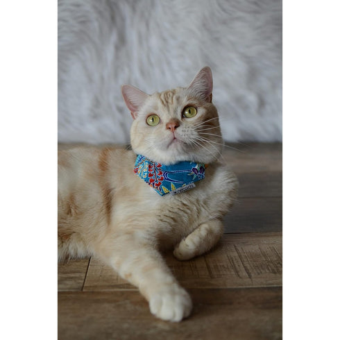 Necoichi Bandana Cat Collar with Air Tag Pocket Yukata Blue Poudre Pet & Feed Supply 6