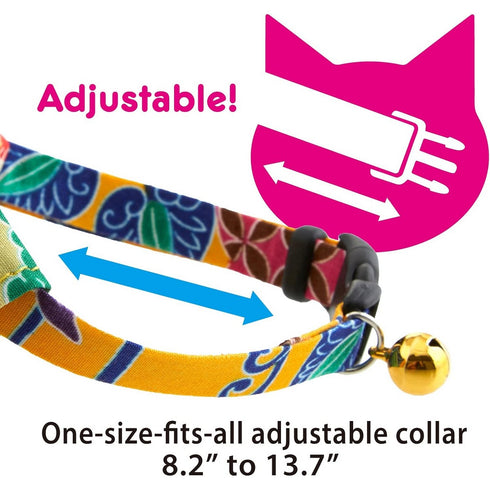 Necoichi Bandana Cat Collar with Air Tag Pocket Yukata Yellow Poudre Pet & Feed Supply 3