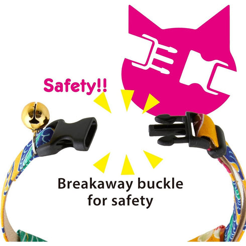 Necoichi Bandana Cat Collar with Air Tag Pocket Yukata Yellow Poudre Pet & Feed Supply 4