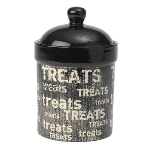 PetRageous Designs Vintage 9" Treat Jar Black Natural poudrefeed.com