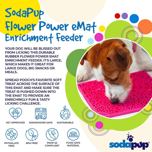 SodaPup eMat Flower Power Lick Mat Pink Large - Poudre Pet and Feed Supply