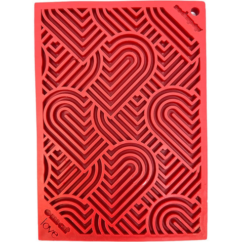 SodaPup eMat Love Hearts Lick Mat Red Small - Poudre Pet and Feed Supply