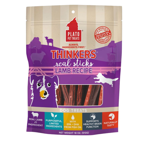 Plato Thinkers Lamb Meat Stick Dog Treats 18oz - Poudre Pet & Feed Supply