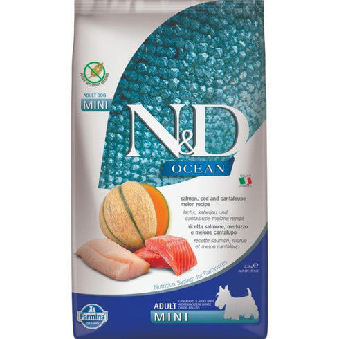 Farmina N&D Ocean Grain Free Melon Salmon & Codfish Mini Dry Dog Food 5.5lb poudrefeed.com