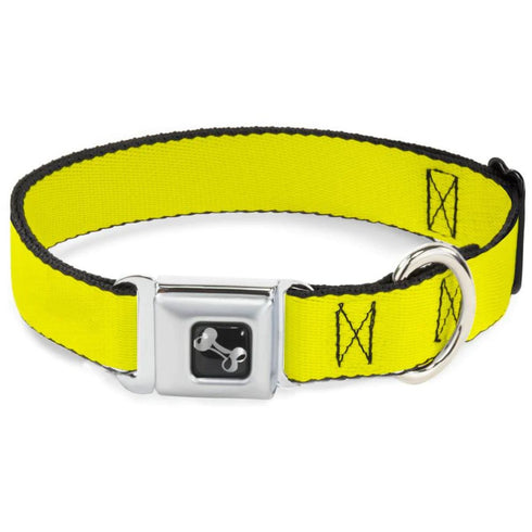 Buckle-Down Dog Bone Seatbelt Collar Neon Yellow WL 20-31 - Poudre Pet and Feed Supply