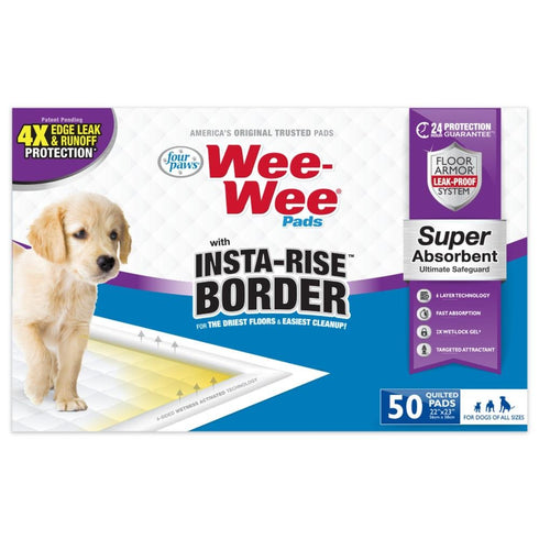 4Paws Wee-Wee Super Absorbent Pads With Insta-Rise Border 50Pk - Poudre Pet & Feed Supply