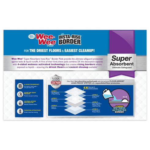 4Paws Wee-Wee Super Absorbent Pads With Insta-Rise Border 50Pk - Poudre Pet & Feed Supply 2
