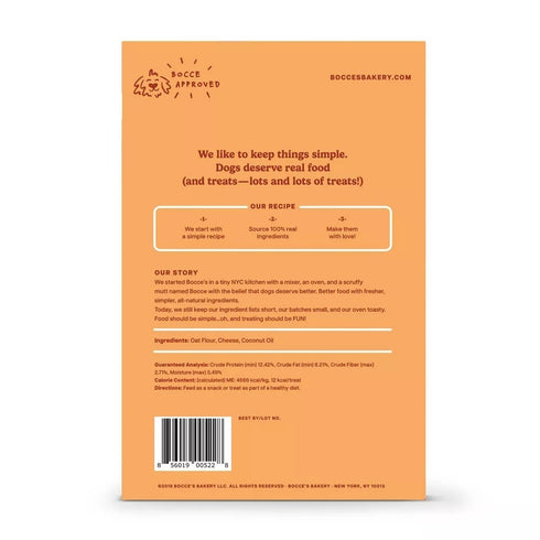 Bocce's Bakery Crunchy Biscuits Dog Treats Cheese 14-oz Box